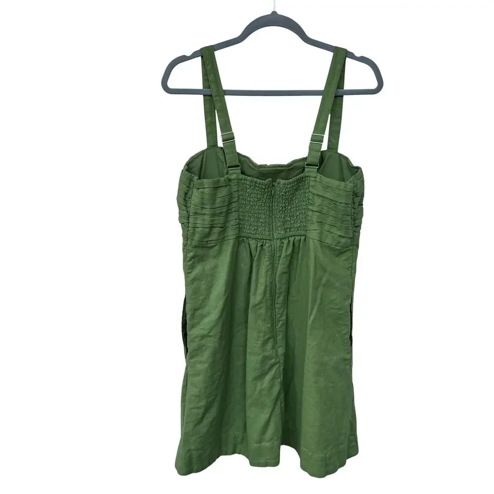 Abercrombie Emerson Linen Blend Skort Green XLT Adjustable Waist Smocked Back - Picture 3 of 10